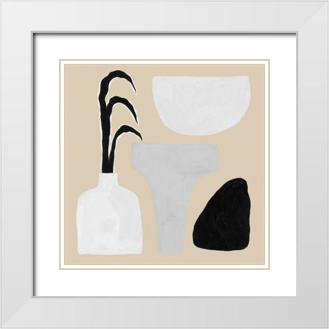 Custom Pale Abstraction III White Modern Wood Framed Art Print with Double Matting by Wang, Melissa