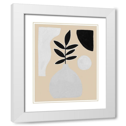 Custom Pale Abstraction IV White Modern Wood Framed Art Print with Double Matting by Wang, Melissa