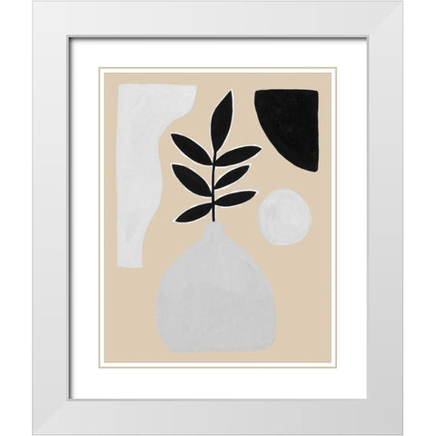 Custom Pale Abstraction IV White Modern Wood Framed Art Print with Double Matting by Wang, Melissa