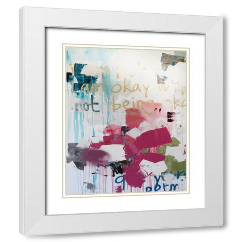 Im Okay III White Modern Wood Framed Art Print with Double Matting by Youngstrom, Kent