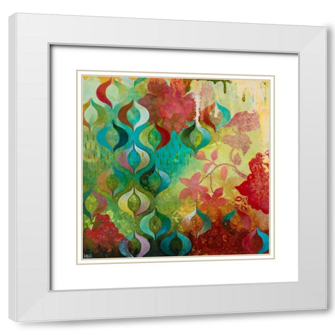 Cheerful VII White Modern Wood Framed Art Print with Double Matting by Robinson, Heather