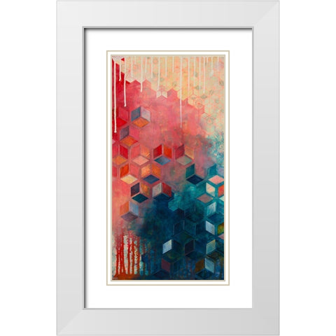 Split Asanoha I White Modern Wood Framed Art Print with Double Matting by Robinson, Heather