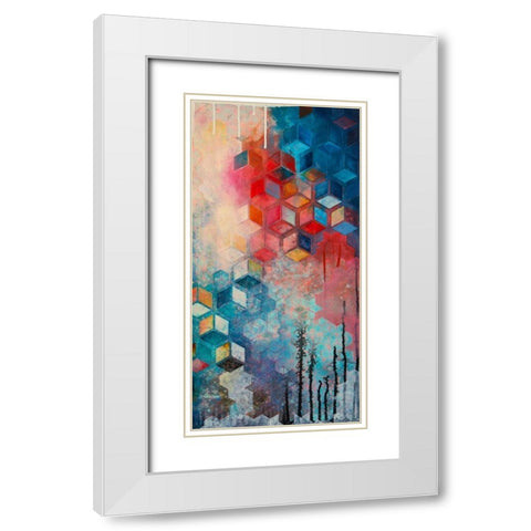 Split Asanoha II White Modern Wood Framed Art Print with Double Matting by Robinson, Heather