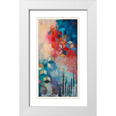 Split Asanoha II White Modern Wood Framed Art Print with Double Matting by Robinson, Heather