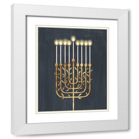 Golden Hanukkah I White Modern Wood Framed Art Print with Double Matting by Popp, Grace