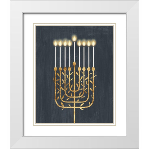 Golden Hanukkah I White Modern Wood Framed Art Print with Double Matting by Popp, Grace