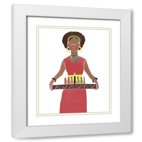 Kwanzaa Celebration II White Modern Wood Framed Art Print with Double Matting by Vess, June Erica