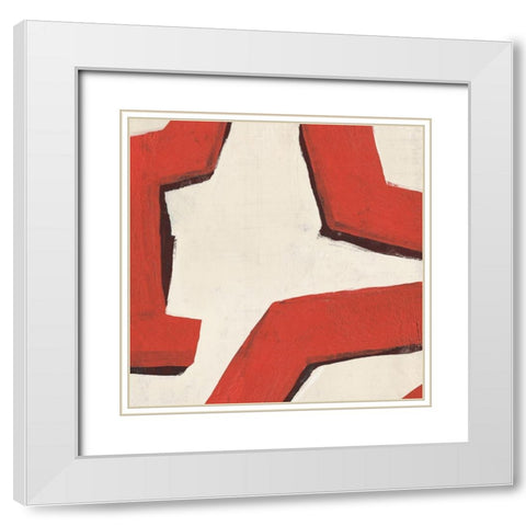 Red Thread I White Modern Wood Framed Art Print with Double Matting by Warren, Annie