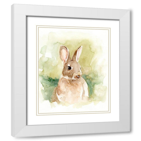 Field Bunny I White Modern Wood Framed Art Print with Double Matting by Barnes, Victoria