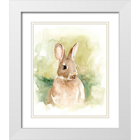Field Bunny I White Modern Wood Framed Art Print with Double Matting by Barnes, Victoria