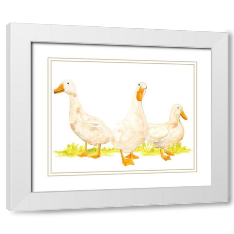 Quack Squad I White Modern Wood Framed Art Print with Double Matting by Vess, June Erica