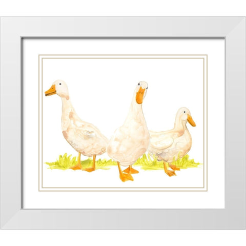 Quack Squad I White Modern Wood Framed Art Print with Double Matting by Vess, June Erica