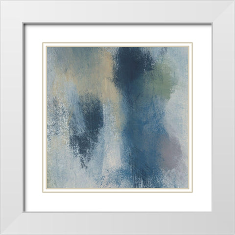 Azure Blend I White Modern Wood Framed Art Print with Double Matting by Moore, Regina