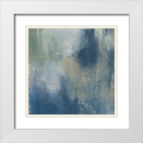 Azure Blend IV White Modern Wood Framed Art Print with Double Matting by Moore, Regina