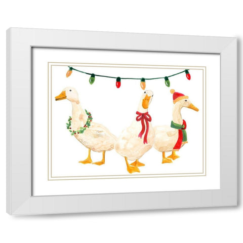 Merry Quackmas I White Modern Wood Framed Art Print with Double Matting by Vess, June Erica