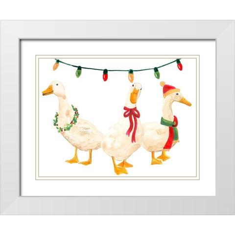Merry Quackmas I White Modern Wood Framed Art Print with Double Matting by Vess, June Erica