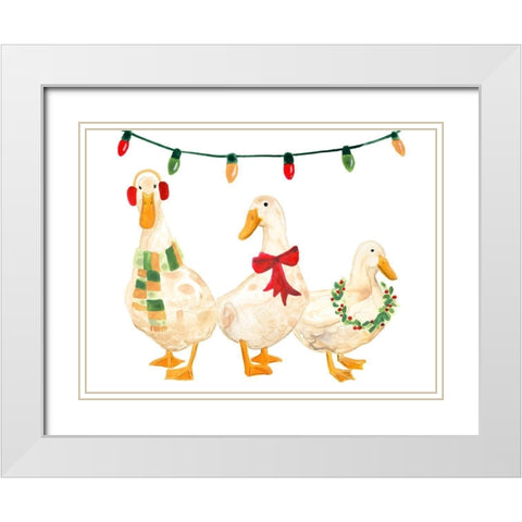 Merry Quackmas II White Modern Wood Framed Art Print with Double Matting by Vess, June Erica
