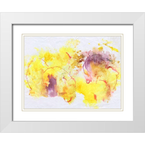 Flower Song II White Modern Wood Framed Art Print with Double Matting by Combs, Joyce