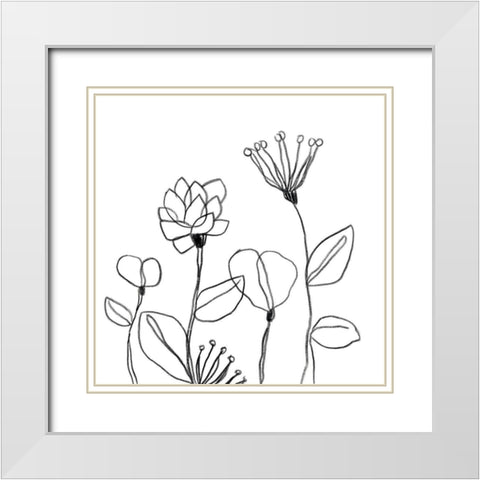 Spindle Blossoms I White Modern Wood Framed Art Print with Double Matting by Vess, June Erica
