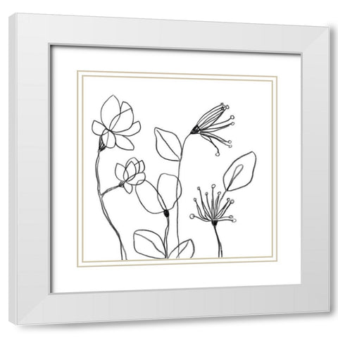 Spindle Blossoms II White Modern Wood Framed Art Print with Double Matting by Vess, June Erica