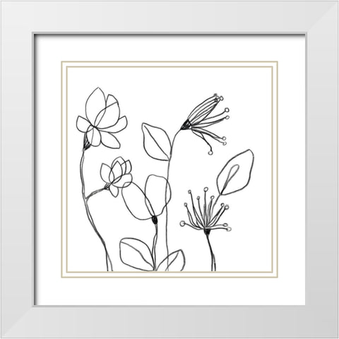 Spindle Blossoms II White Modern Wood Framed Art Print with Double Matting by Vess, June Erica