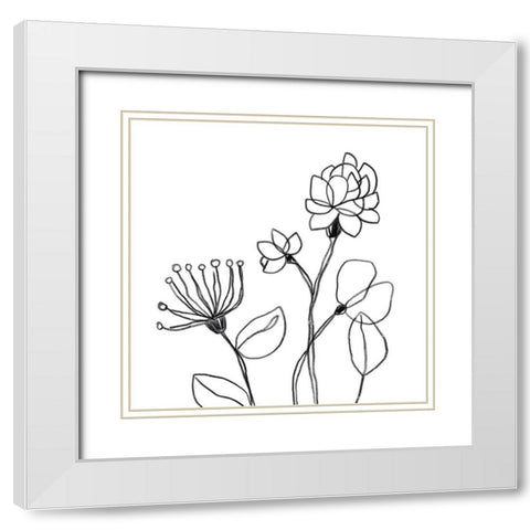 Spindle Blossoms III White Modern Wood Framed Art Print with Double Matting by Vess, June Erica