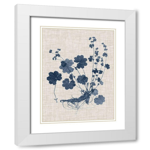 Navy and Linen Leaves I White Modern Wood Framed Art Print with Double Matting by Vision Studio