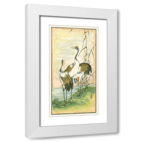 Custom Oriental Cranes I White Modern Wood Framed Art Print with Double Matting by Vision Studio