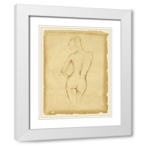 Custom Antique Figure Study II White Modern Wood Framed Art Print with Double Matting by Harper, Ethan