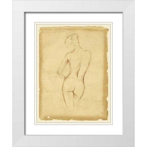 Custom Antique Figure Study II White Modern Wood Framed Art Print with Double Matting by Harper, Ethan