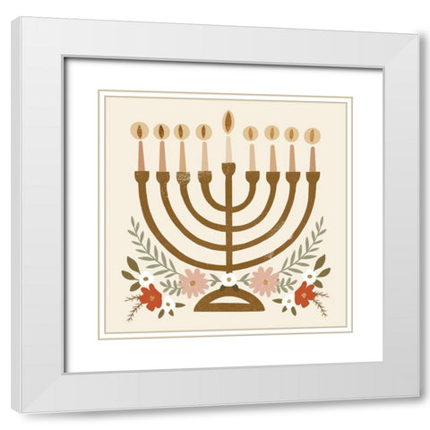 Natural Hanukkah II White Modern Wood Framed Art Print with Double Matting by Barnes, Victoria