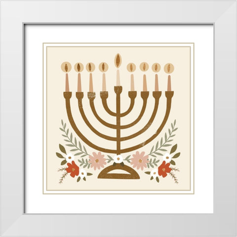 Natural Hanukkah II White Modern Wood Framed Art Print with Double Matting by Barnes, Victoria