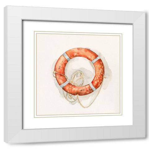 Nautical Safety I White Modern Wood Framed Art Print with Double Matting by Caroline, Emma