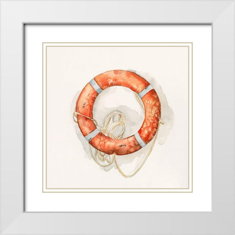Nautical Safety I White Modern Wood Framed Art Print with Double Matting by Caroline, Emma