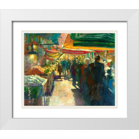 Market Scene I White Modern Wood Framed Art Print with Double Matting by Doyle, Anne Farrall