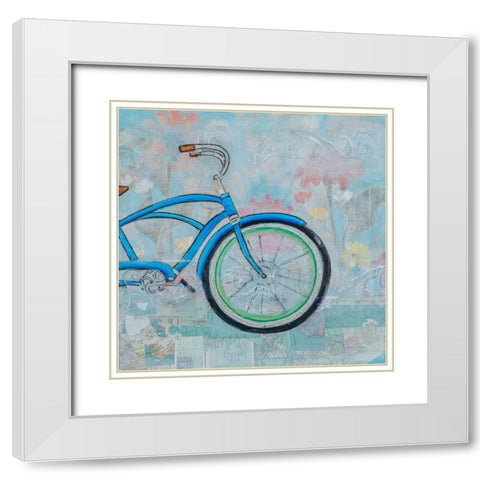 Bicycle Collage II White Modern Wood Framed Art Print with Double Matting by Iafrate, Sandra