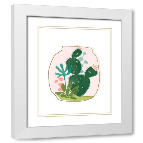 Terrarium Cameo III White Modern Wood Framed Art Print with Double Matting by Vess, June Erica