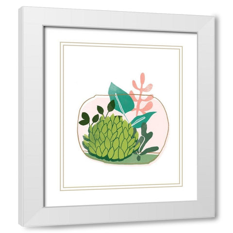 Terrarium Cameo VI White Modern Wood Framed Art Print with Double Matting by Vess, June Erica