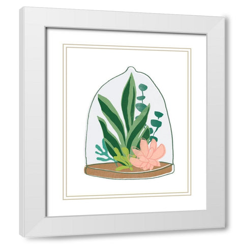 Terrarium Cameo VII White Modern Wood Framed Art Print with Double Matting by Vess, June Erica