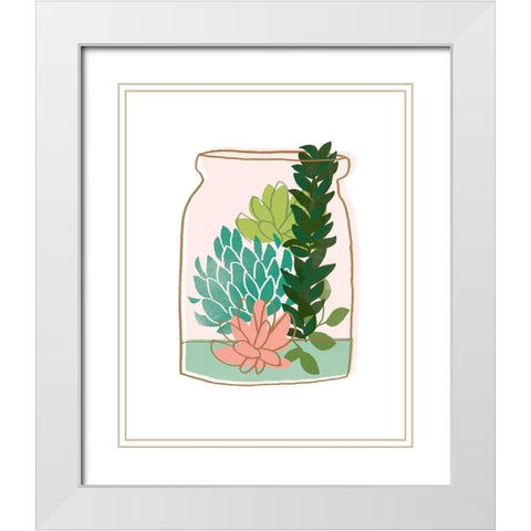 Terrarium Cameo VIII White Modern Wood Framed Art Print with Double Matting by Vess, June Erica