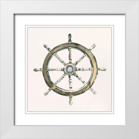 At the Helm I White Modern Wood Framed Art Print with Double Matting by Caroline, Emma