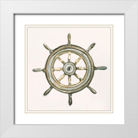 At the Helm II White Modern Wood Framed Art Print with Double Matting by Caroline, Emma