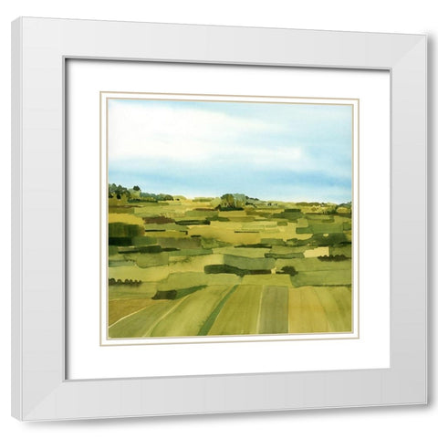 Green Gold Valley I White Modern Wood Framed Art Print with Double Matting by Popp, Grace