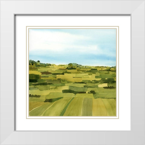 Green Gold Valley I White Modern Wood Framed Art Print with Double Matting by Popp, Grace