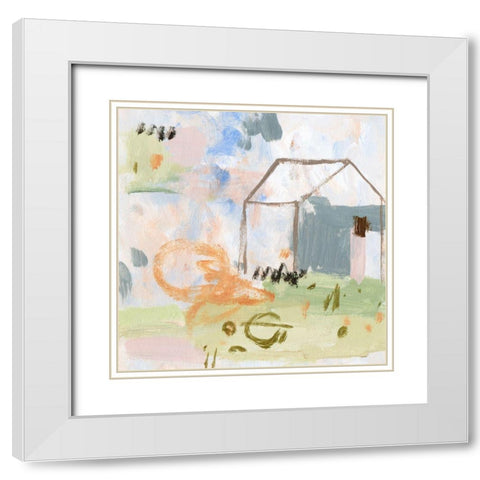 Hopscotch Doodles I White Modern Wood Framed Art Print with Double Matting by Wang, Melissa