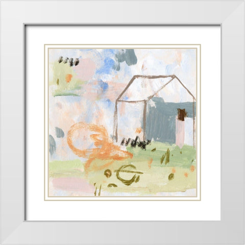 Hopscotch Doodles I White Modern Wood Framed Art Print with Double Matting by Wang, Melissa