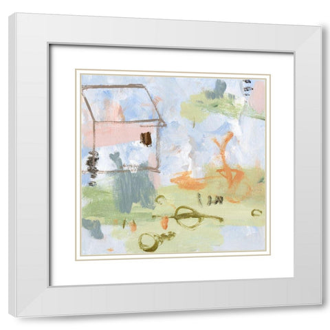 Hopscotch Doodles II White Modern Wood Framed Art Print with Double Matting by Wang, Melissa