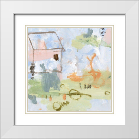 Hopscotch Doodles II White Modern Wood Framed Art Print with Double Matting by Wang, Melissa