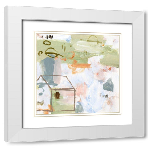 Hopscotch Doodles III White Modern Wood Framed Art Print with Double Matting by Wang, Melissa