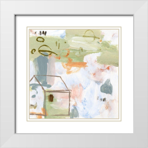 Hopscotch Doodles III White Modern Wood Framed Art Print with Double Matting by Wang, Melissa